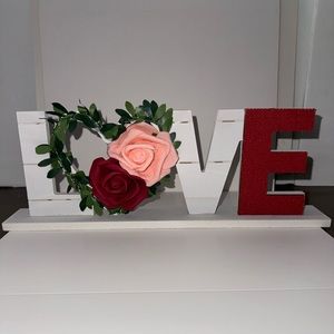 Floral “Love” Wooden Sign